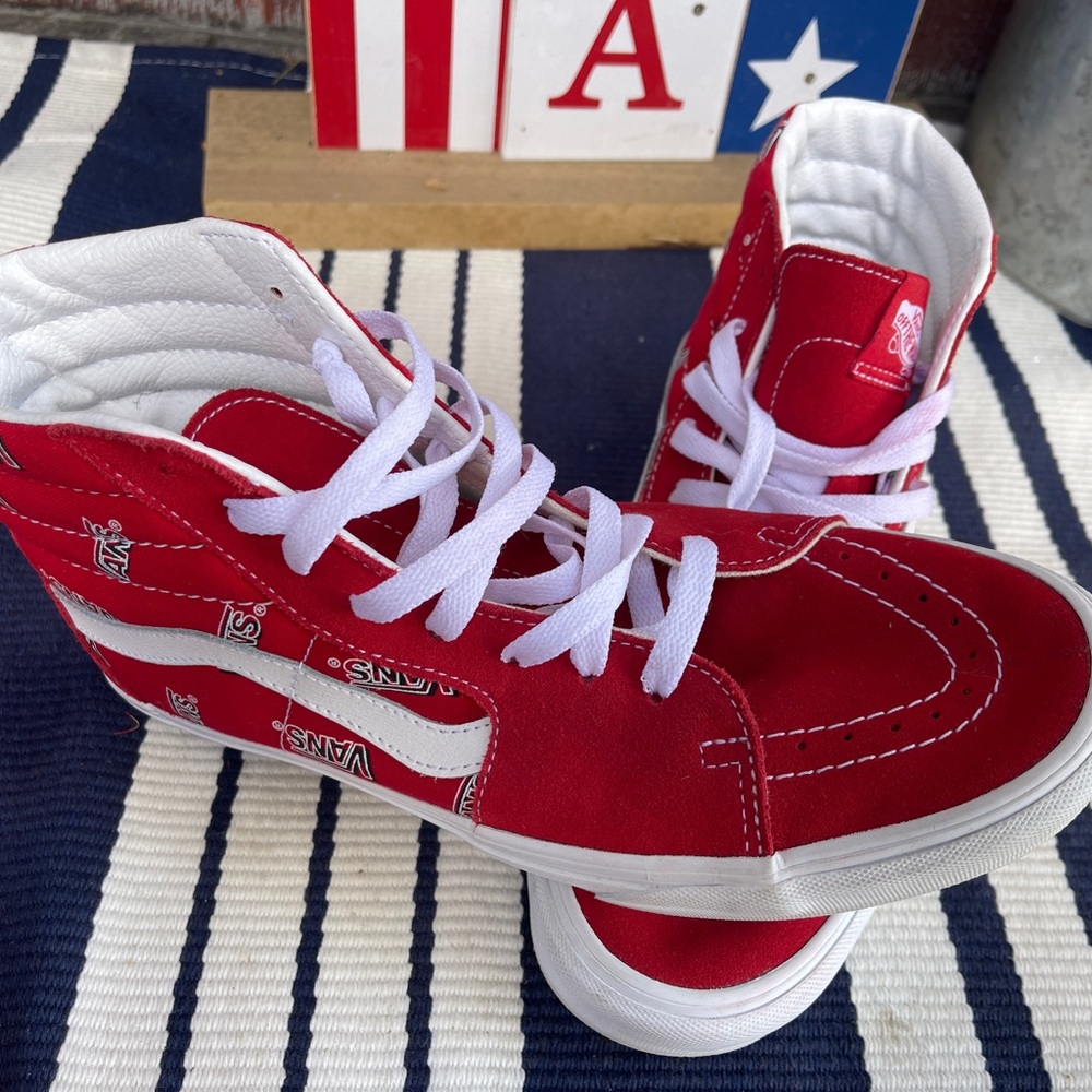 Vans red and white high tops - Picture 5 of 5